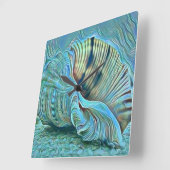 Blauwe groene zeeschelpen op het strand schilderen vierkante klok (Hoek)