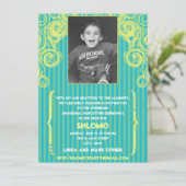 Blauwe groene zwijn Uitnodiging (Staand voorkant)