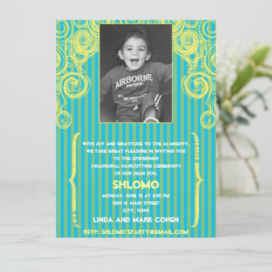 Blauwe groene zwijn Uitnodiging (Staand voorkant)