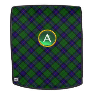 BLAUWE GROENSCOTTISH TARTAN EN GEM STONE MONOGRAM RUGTASSEN
