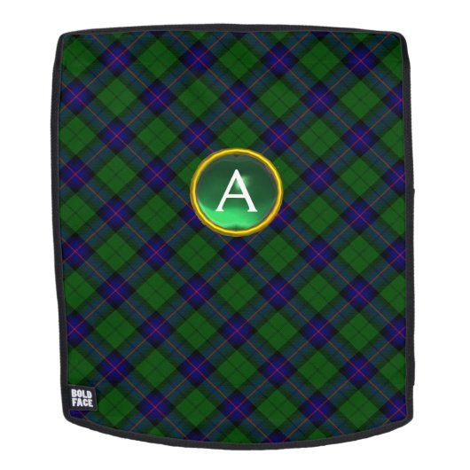 BLAUWE GROENSCOTTISH TARTAN EN GEM STONE MONOGRAM RUGTASSEN (Verwijderbaar gezicht)