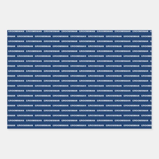 Blauwe groomsman die papierbladen overvult inpakpapier vel (Voorkant 3)