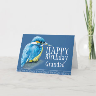 Blauwe grootvogel, fijne kunst schilderde verjaard kaart