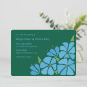 Blauwe Groovy Flower Pattern Huwelijksuitnodiging Kaart (Staand voorkant)