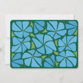 Blauwe Groovy Flower Pattern Huwelijksuitnodiging Kaart (Achterkant)