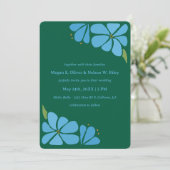 Blauwe Groovy Flower Pattern Huwelijksuitnodiging Kaart (Staand voorkant)