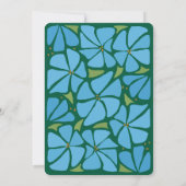 Blauwe Groovy Flower Pattern Huwelijksuitnodiging Kaart (Achterkant)