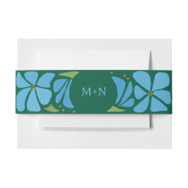 Blauwe Groovy Flower Pattern Huwelijksuitnodiging Uitnodigingen Wikkel