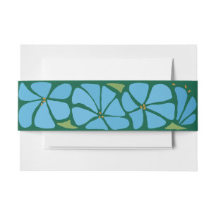 Blauwe Groovy Flower Pattern Huwelijksuitnodiging Uitnodigingen Wikkel