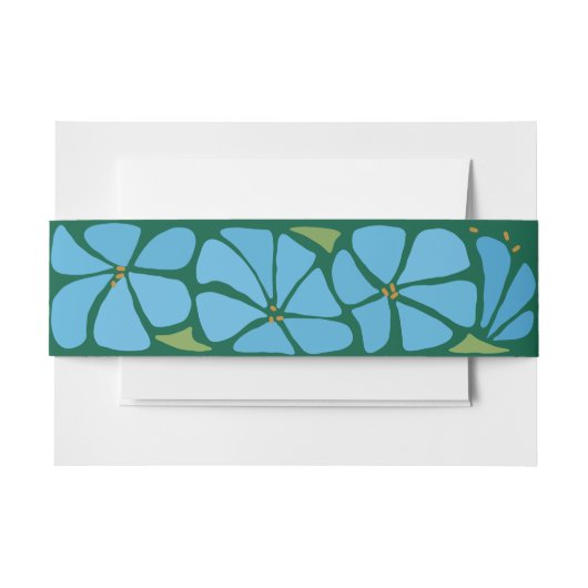 Blauwe Groovy Flower Pattern Huwelijksuitnodiging Uitnodigingen Wikkel (Voorkant Voorbeeld)