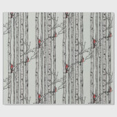 Blauwe grote berkenbomen en rode kardinaalvogels cadeaupapier (Vlak)
