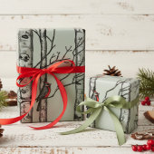 Blauwe grote berkenbomen en rode kardinaalvogels cadeaupapier