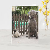 Blauwe Grote Deen en pug-honden op as Kaart (Gele Bloem)