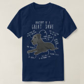 Blauwe Grote Deen Hond Anatomie T-shirt (Design voorkant)