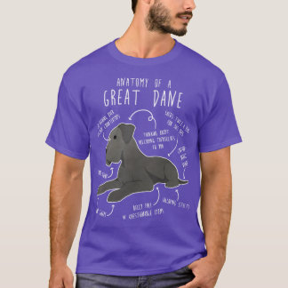 Blauwe Grote Deen Hond Anatomie T-shirt
