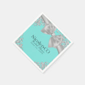 Blauwe Grote Witte Boog Diamanten Glam Party Servetten (Hoek)