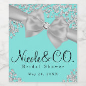 Blauwe Grote Witte Boog Diamanten Glam Wijn Wijn Etiket (Enkel label)