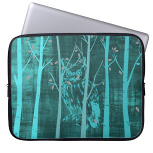 Blauwe Grunge Bosuil Laptop Sleeve