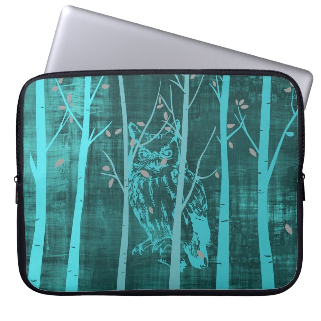 Blauwe Grunge Bosuil Laptop Sleeve (Voorkant)