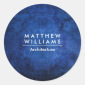 Blauwe Grunge textuur Ronde Sticker (Voorkant)