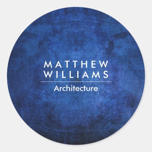 Blauwe Grunge textuur Ronde Sticker (Voorkant)
