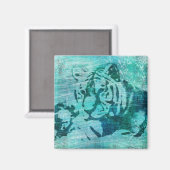 Blauwe Grunge Tijger Magneet (Voorkant / Achterkant)