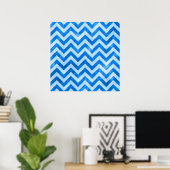 Blauwe Grunge Zigzag Poster (Thuiskantoor)