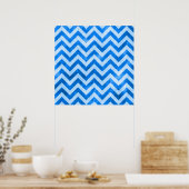 Blauwe Grunge Zigzag Poster (Keuken)