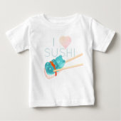 Blauwe Gummy Beer "Ik hou van Sushi" Baby T-shirt (Voorkant)
