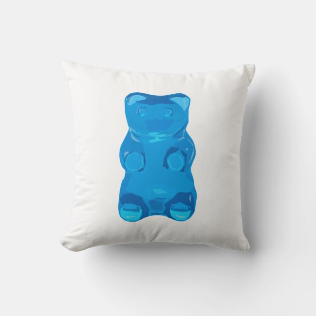Blauwe Gummybeer Illustratie Kussen (Voorkant)