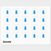Blauwe Gummybeer Illustratie Vierkante Sticker (Vel)