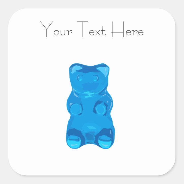 Blauwe Gummybeer Illustratie Vierkante Sticker (Voorkant)
