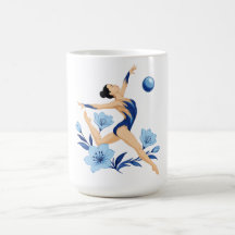 Blauwe gymnaste met bloemen