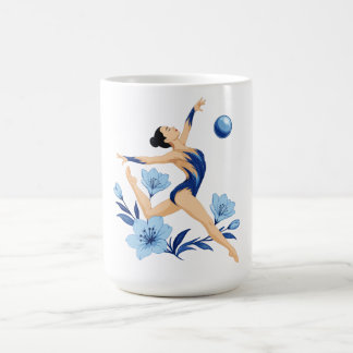 Blauwe gymnaste met bloemen koffiemok