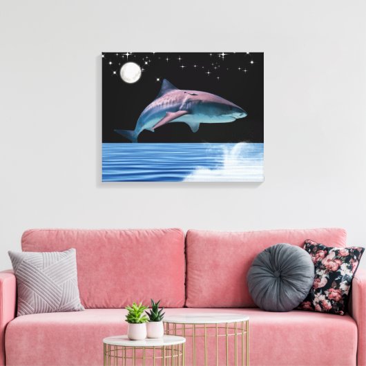 Blauwe haai canvas afdruk (Insitu (Woonkamer))