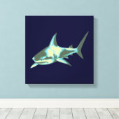 Blauwe haai Decor Canvas Afdruk (Insitu (Houten vloer))