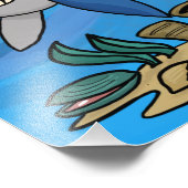 Blauwe haai die de vis scharniert foto afdruk (Hoek)