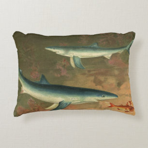 blauwe haai Eating Fish, Marine Life Accent Kussen