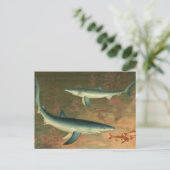  blauwe haai Eating Fish, Marine Life Briefkaart (Staand voorkant)