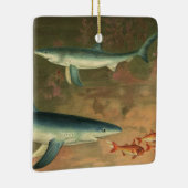  blauwe haai Eating Fish, Marine Life Keramisch Ornament (Rechts)