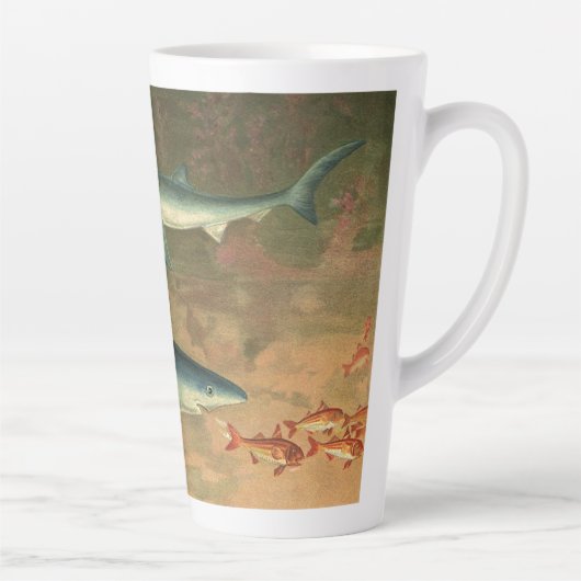 blauwe haai Eating Fish, Marine Life Latte Mok (Rechts)