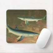 blauwe haai Eating Fish, Marine Life Muismat (Met muis)