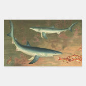  blauwe haai Eating Fish, Marine Life Rechthoekige Sticker (Voorkant)