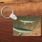 blauwe haai Eating Fish, Marine Life Sleutelhanger (Achterkant)