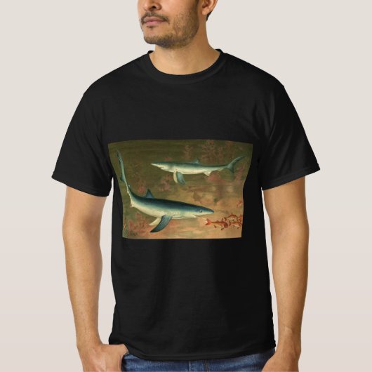  blauwe haai Eating Fish, Marine Life T-shirt (Voorkant)