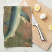  blauwe haai Eating Fish, Marine Life Theedoek (Quarter Fold)