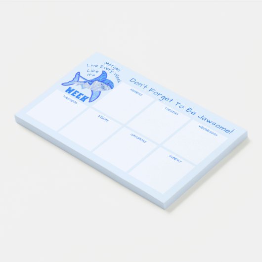 Blauwe haai Great White Weekly Calendar Funny Post-it® Notes (Schuin)