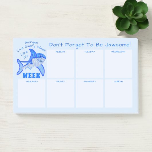Blauwe haai Great White Weekly Calendar Funny Post-it® Notes (Kantoor)