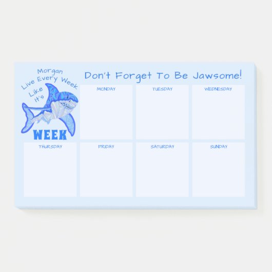 Blauwe haai Great White Weekly Calendar Funny Post-it® Notes (Voorkant)