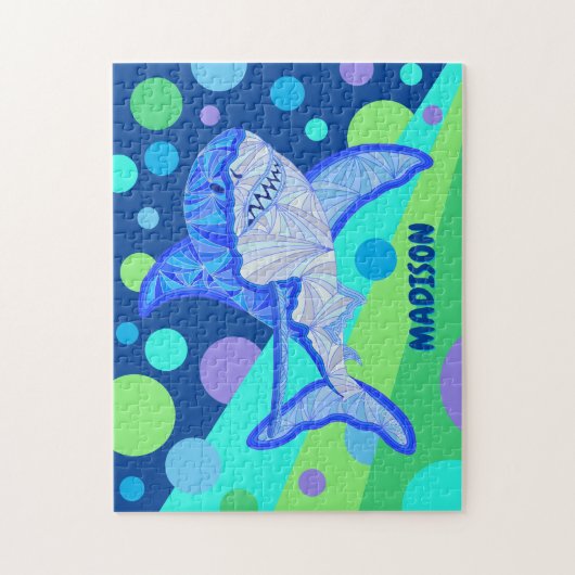 Blauwe haai Grote witte kool Aangepaste Kinderen Legpuzzel (Verticaal)